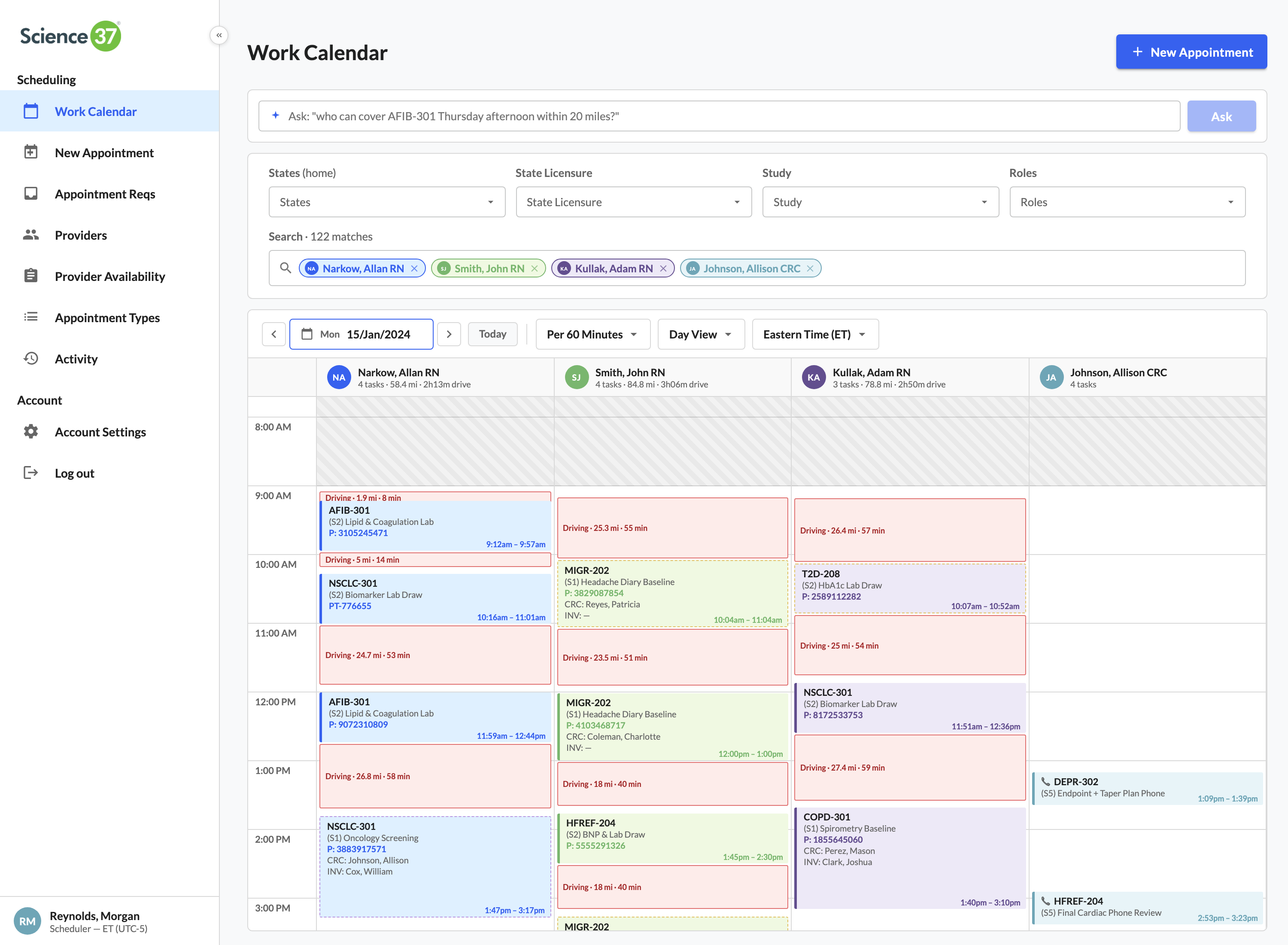 Calendar — multi-provider day view