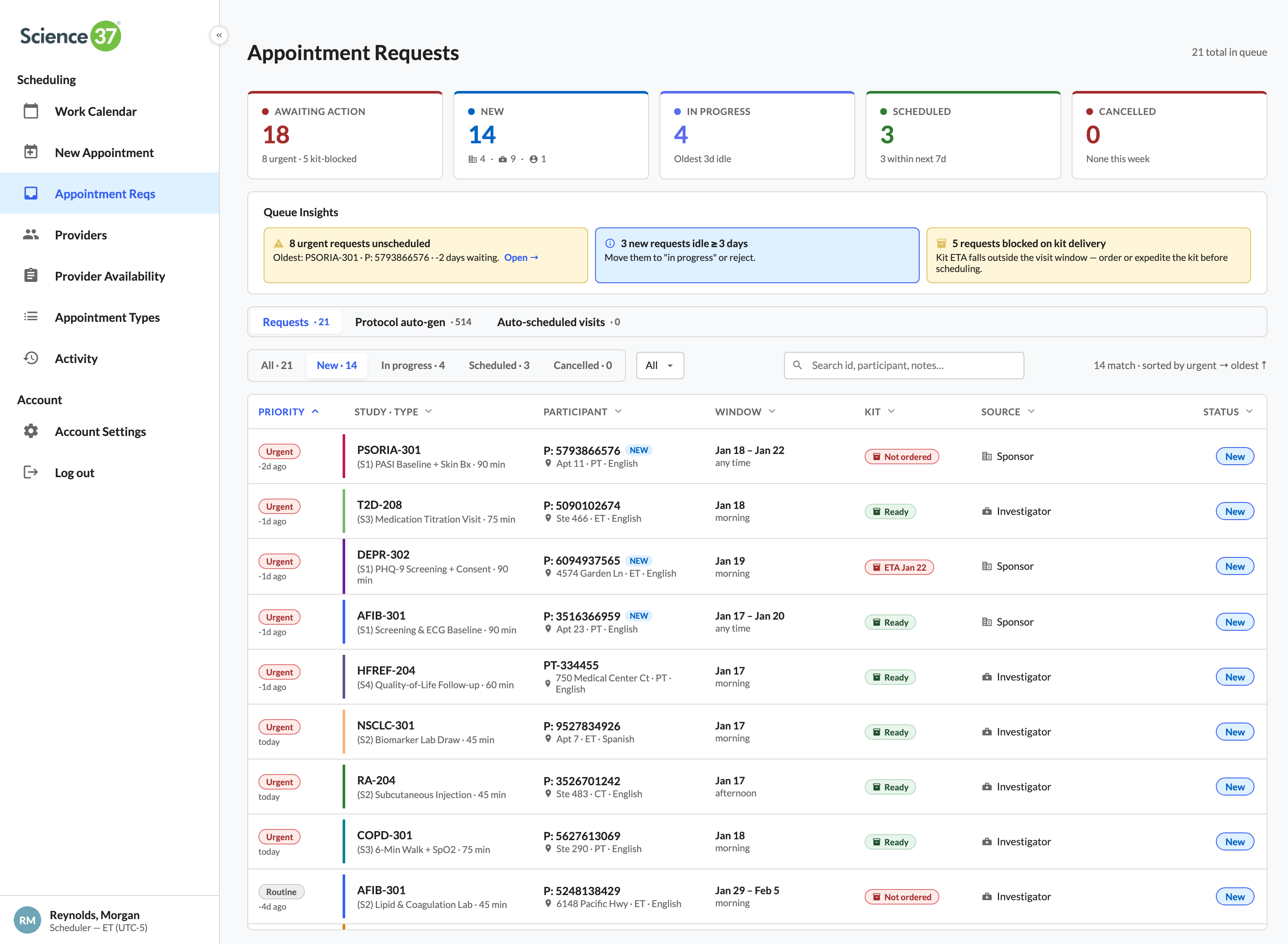 Appointment Requests queue