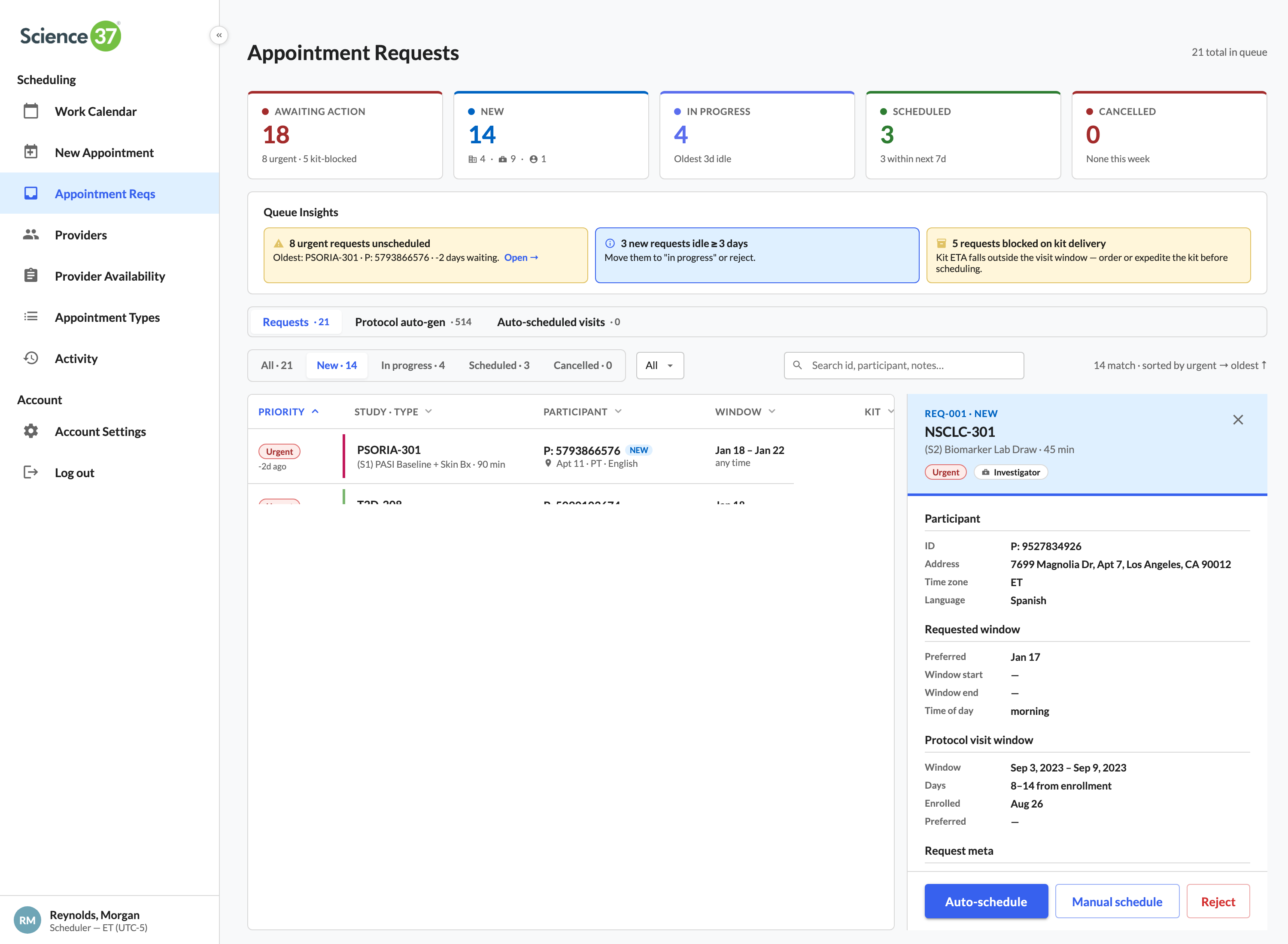 Request side panel with smart candidates