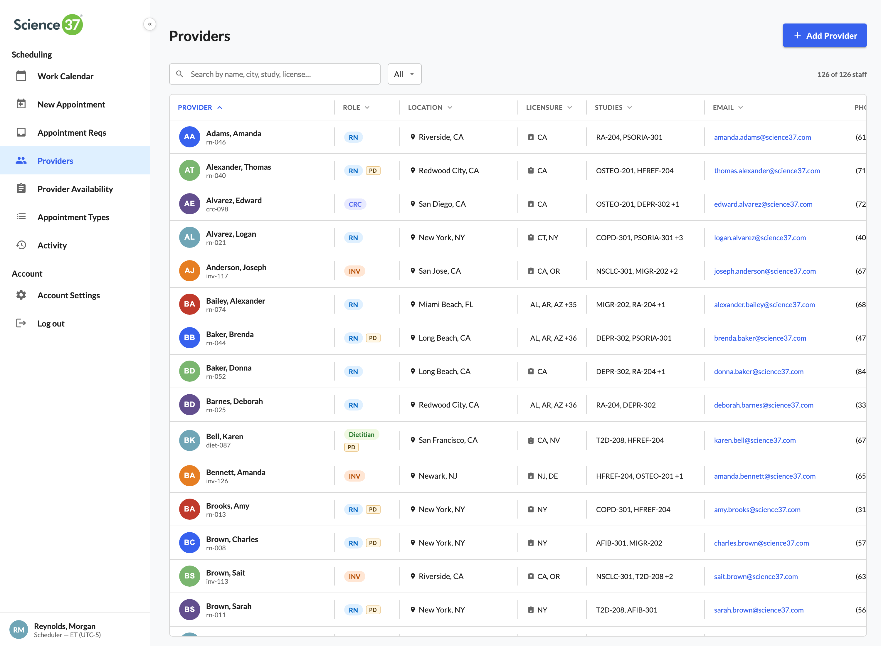 Providers roster